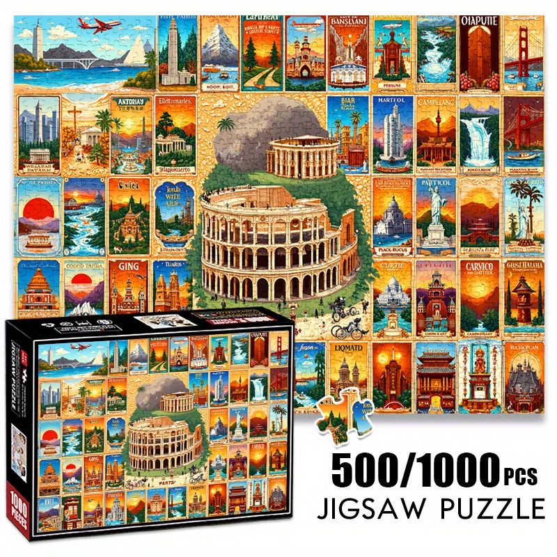 Puzzle Map World - 500/1000 pièces papier Puzzle Vintage monde
