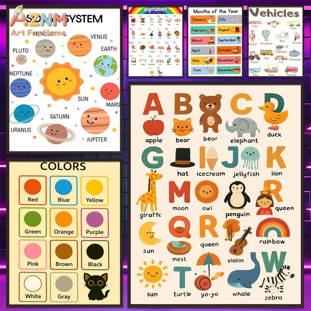 Kids Education System - Affiches murales éducatives en toile AZNM