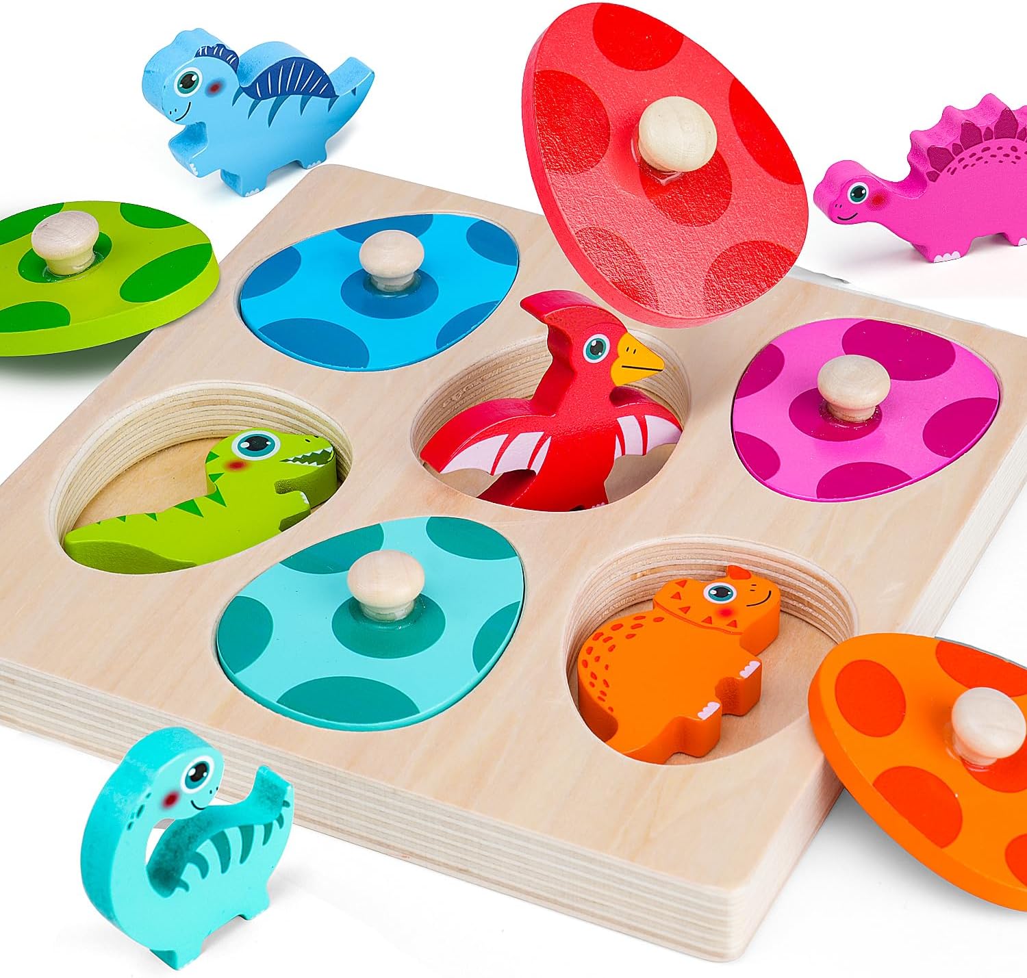 Kids Educational Game 3 - Puzzle dinosaure en bois, jouets Montessori
