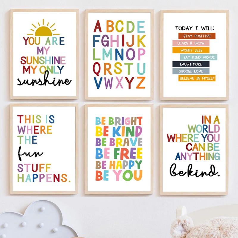 Kids Education Picture - Affiche éducative anglaise, alphabet, chiffres, couleurs,