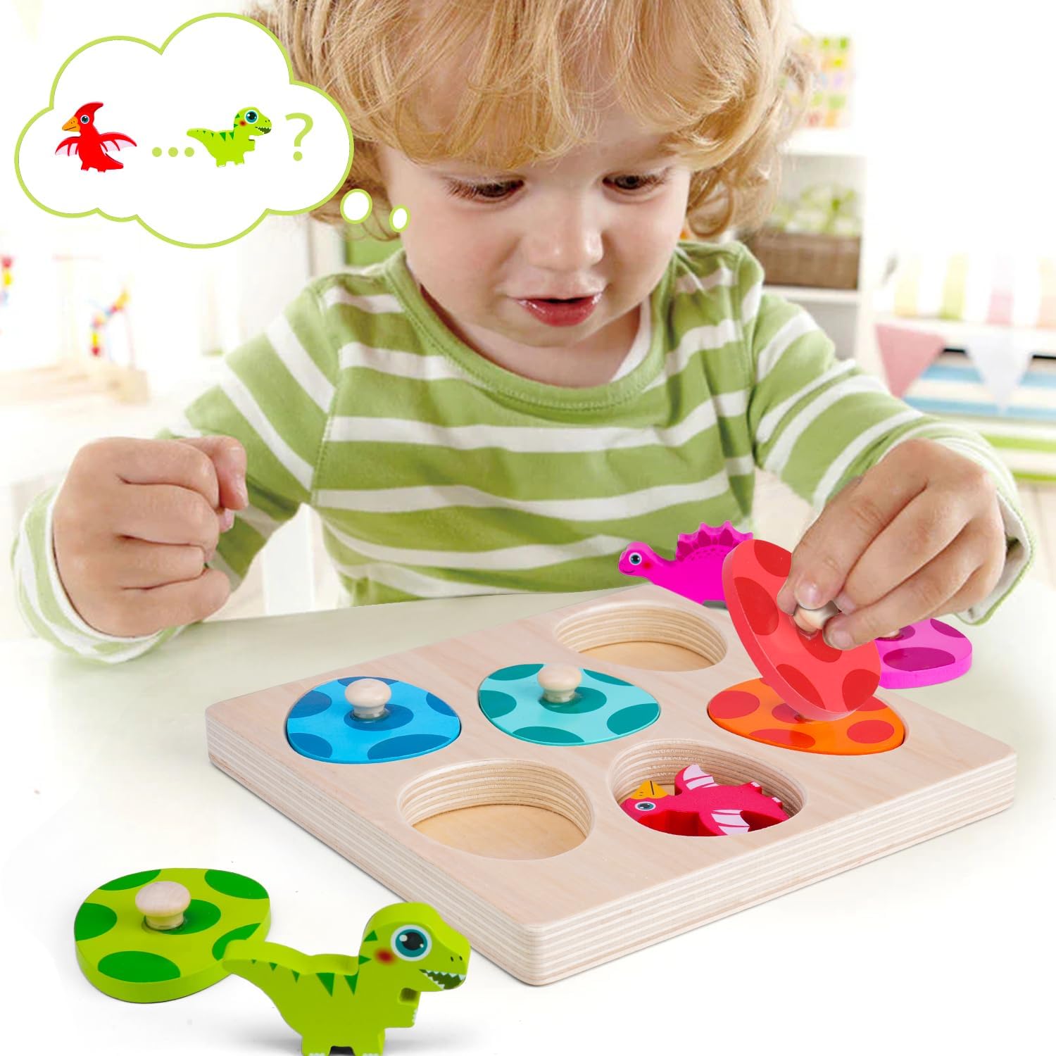 Puzzle dinosaure en bois, joue - Kids Educational Game 3 avis et prix